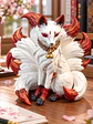 Figura Kitsune de las Nueve Llamas – Zorro Japonés de Nueve Colas 12 cm | Blanco y Rojo - Miniatura 1