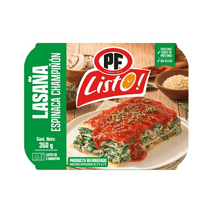 Lasaña Espinaca Champiñon PF