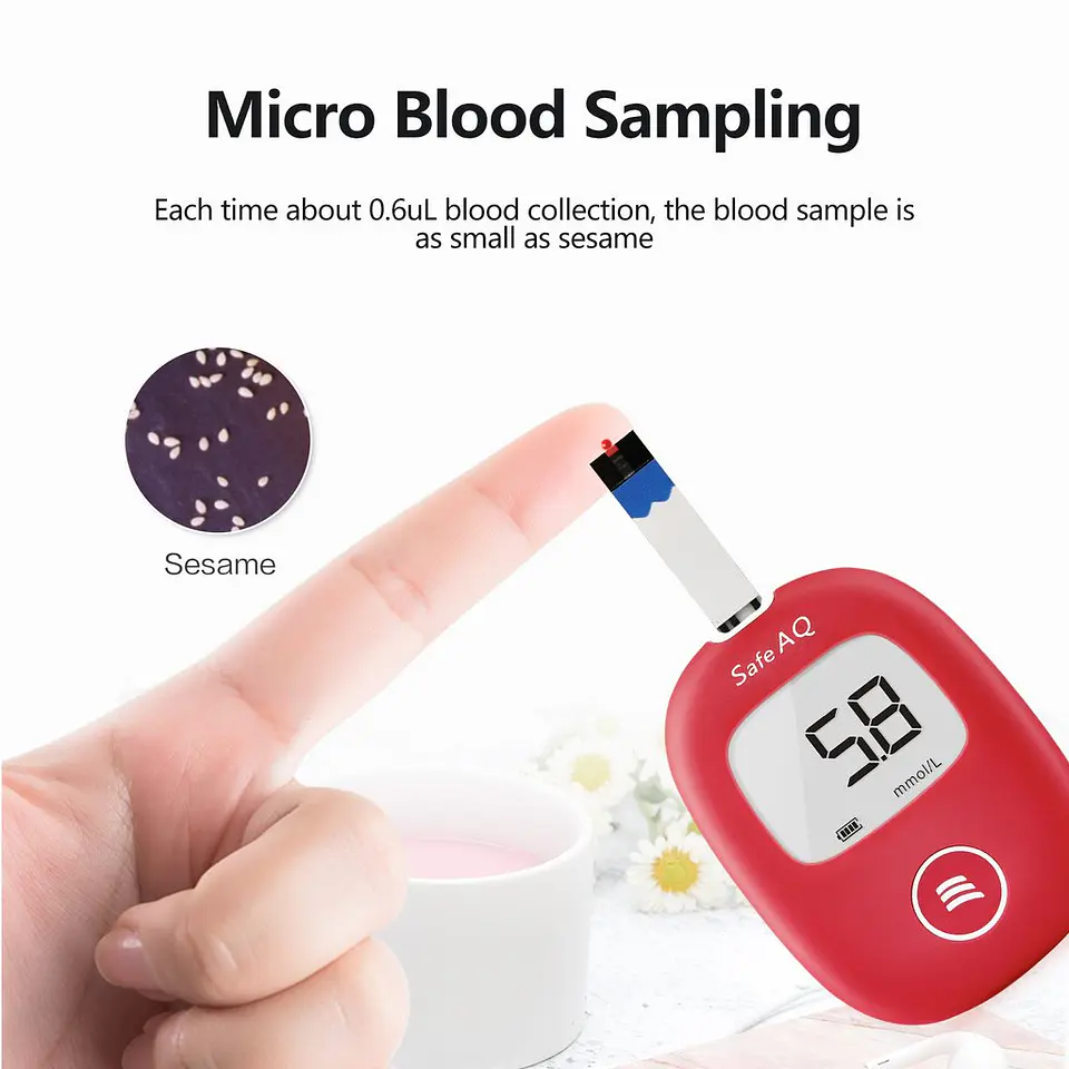 KIT Glucómetro Safe AQ+50 tiras+Lancetas 6
