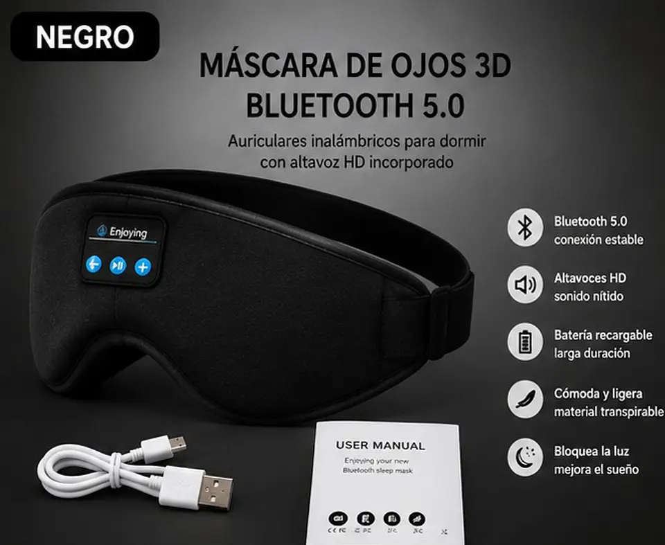 Antifaz con bluetooth para dormir 2