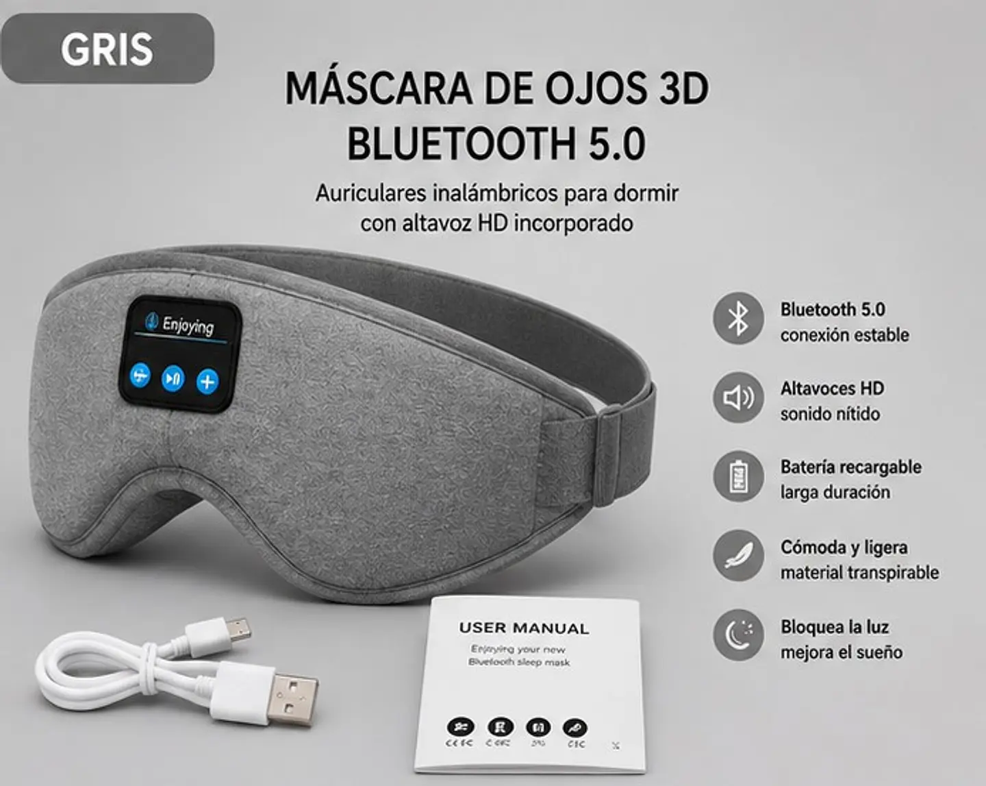 Antifaz con bluetooth para dormir 3