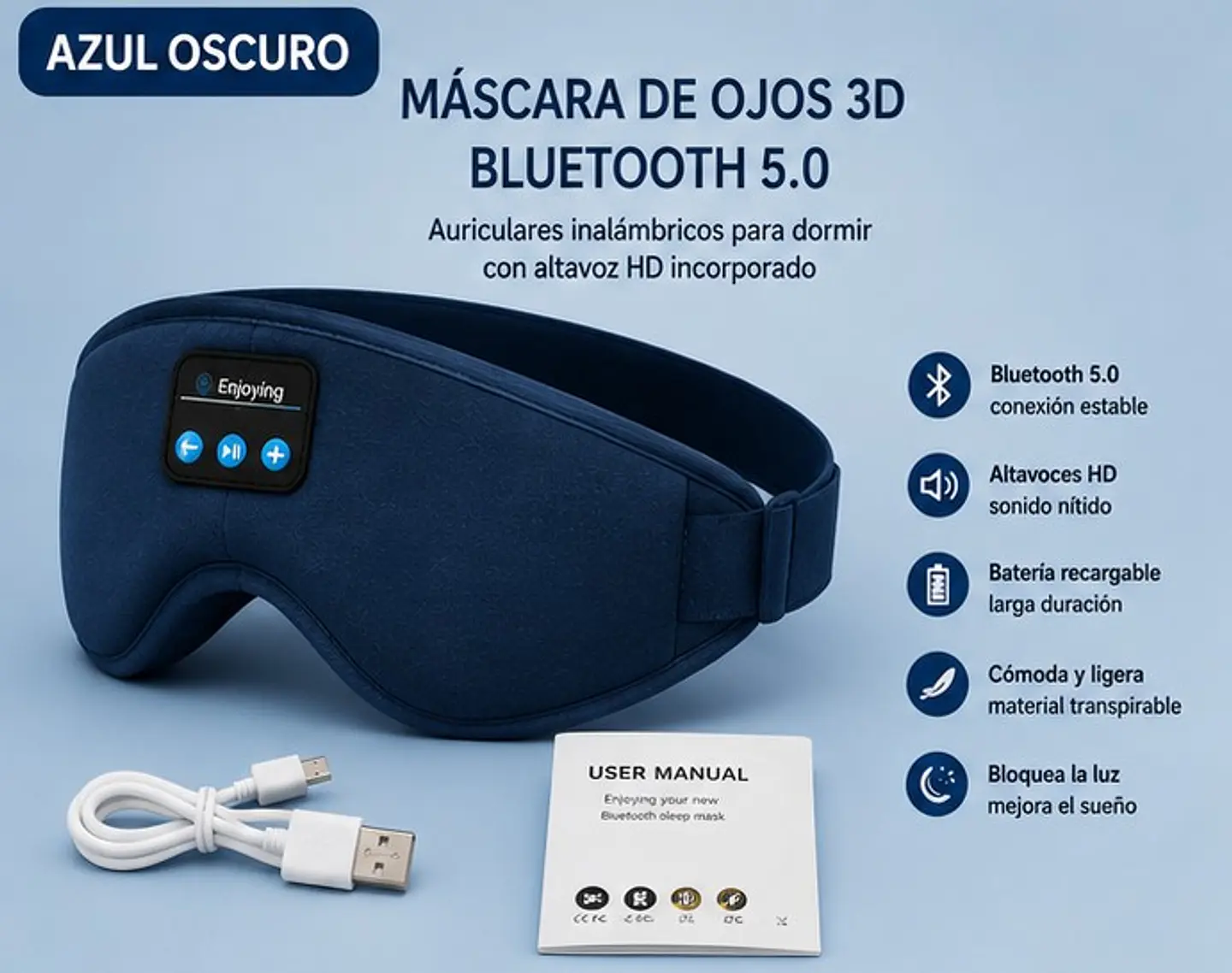 Antifaz con bluetooth para dormir 4