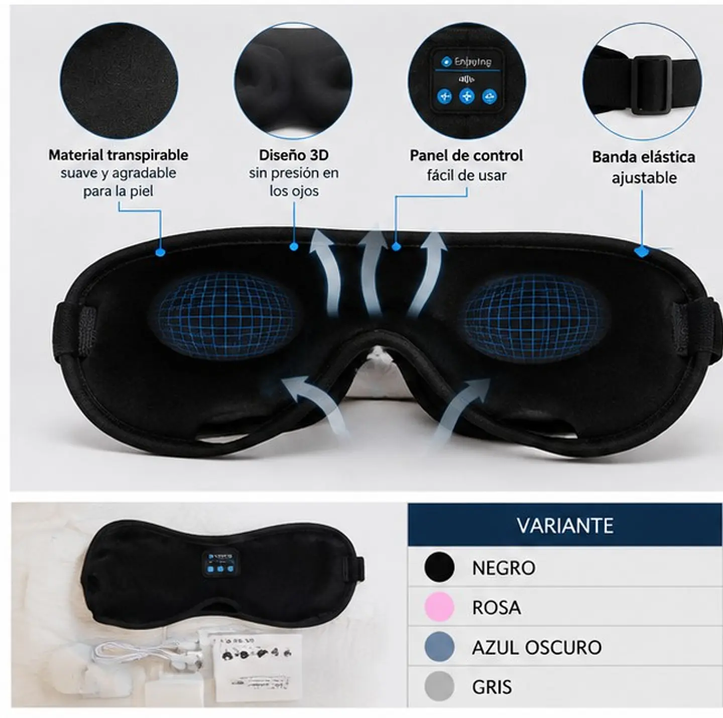 Antifaz con bluetooth para dormir 6