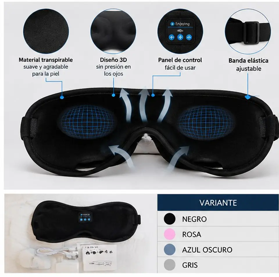 Antifaz con bluetooth para dormir 6