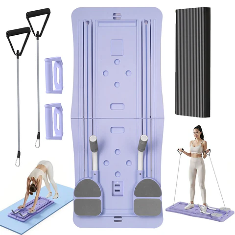 En casa tabla de Pilates plegable 4 en 1, rueda de ejercicio, rodillo, equipo de ejercicio para gimnasio en casa, entrenador de entrenamiento, tabla de Pilates