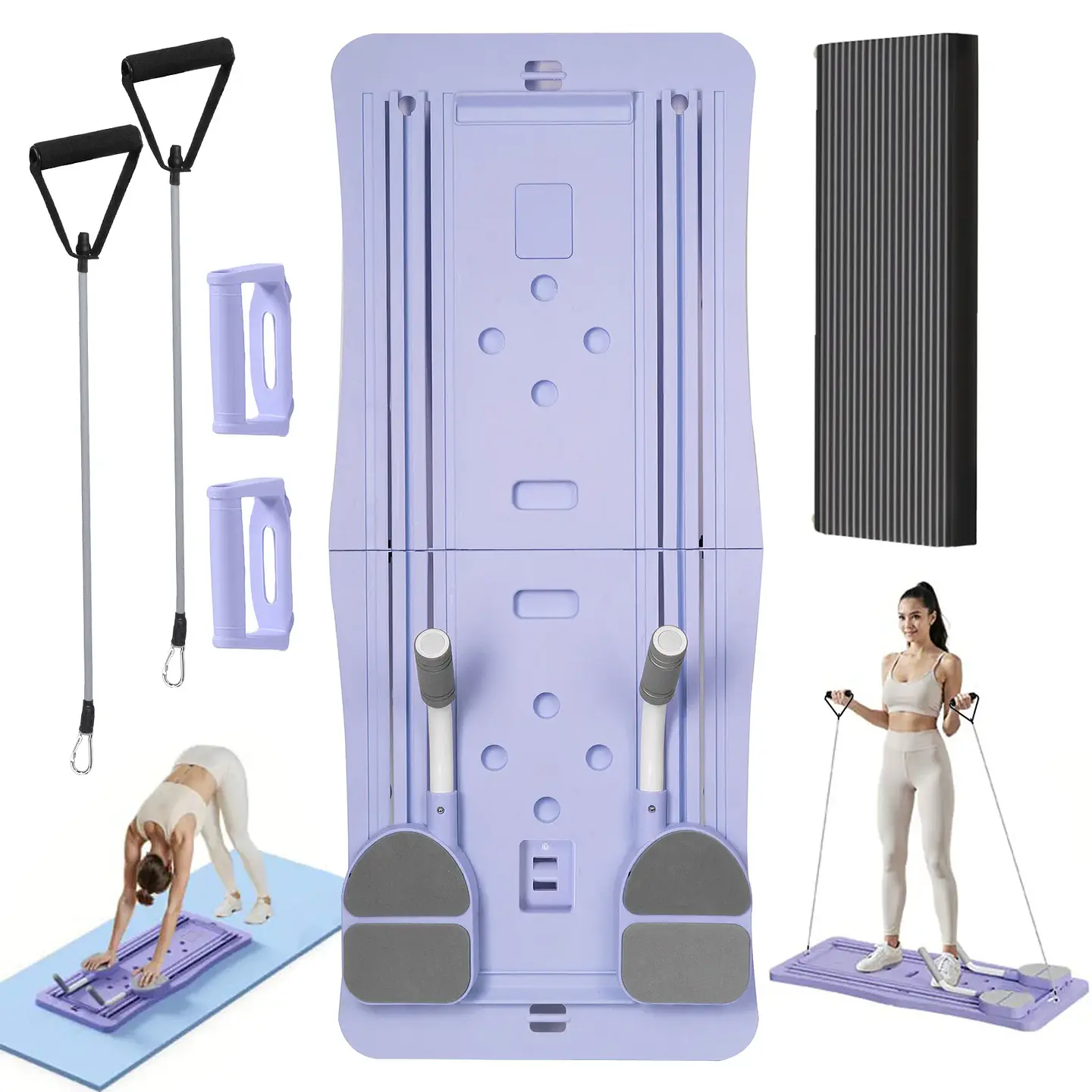 En casa tabla de Pilates plegable 4 en 1, rueda de ejercicio, rodillo, equipo de ejercicio para gimnasio en casa, entrenador de entrenamiento, tabla de Pilates 1