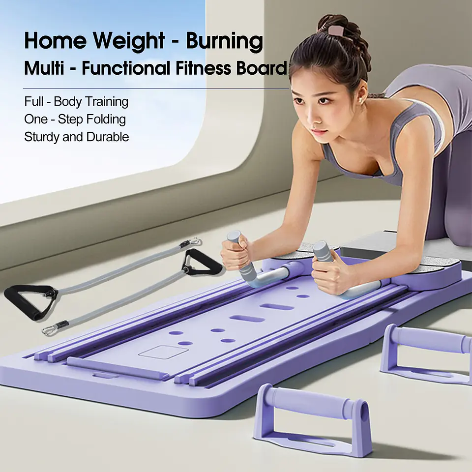 En casa tabla de Pilates plegable 4 en 1, rueda de ejercicio, rodillo, equipo de ejercicio para gimnasio en casa, entrenador de entrenamiento, tabla de Pilates 5