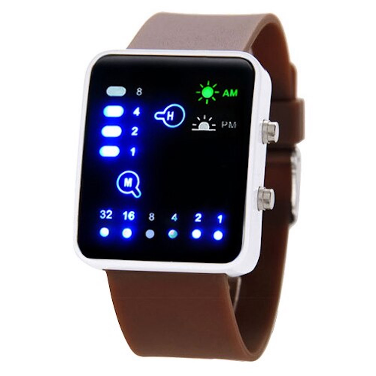 Reloj Hombres Casual Binario LED Cuadrado Silicona 10909 2