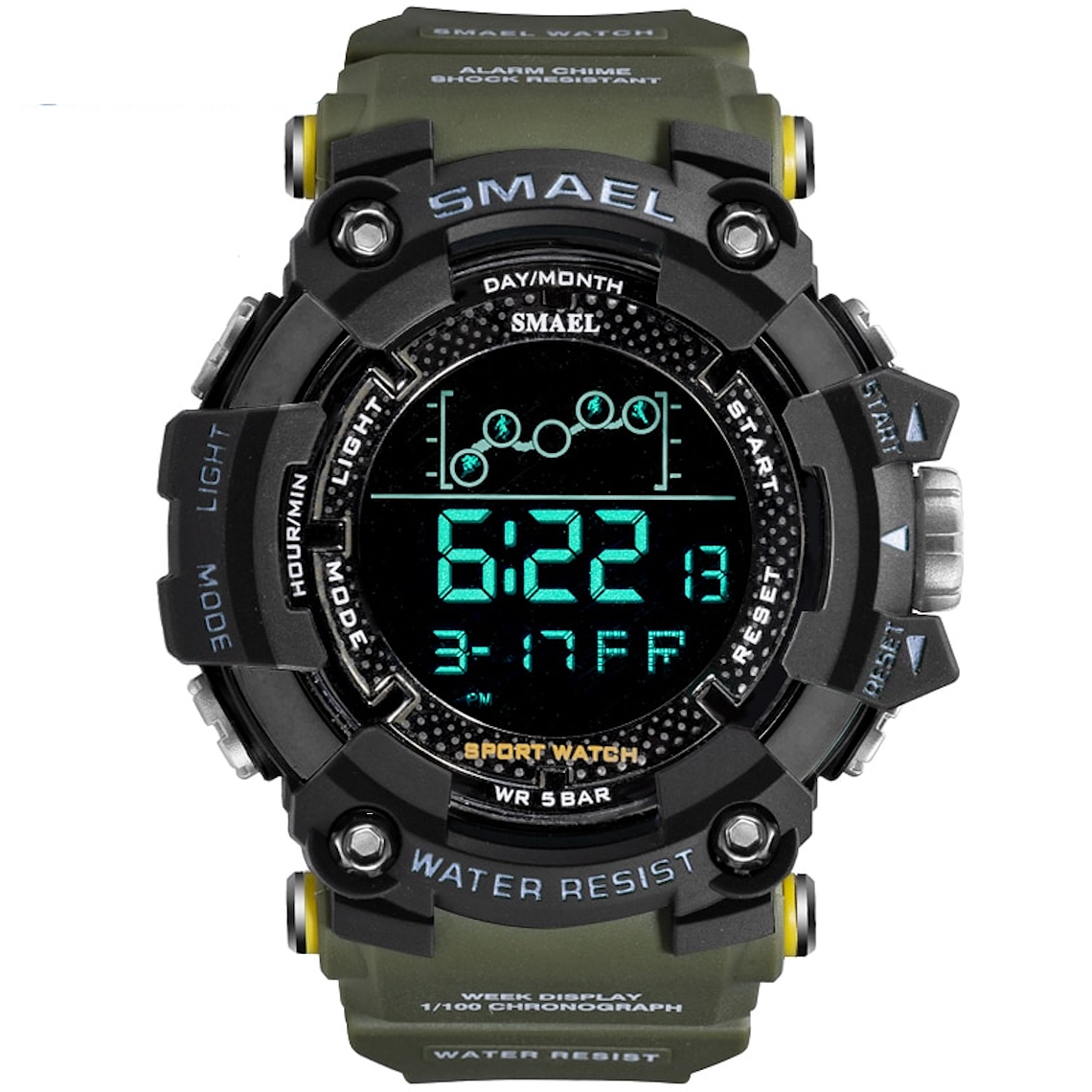 Reloj Hombre Deportivo SMAEL 1802 Militar Cronometro Digital 2