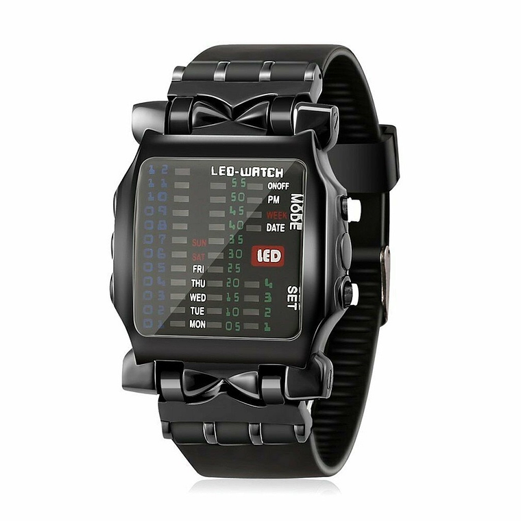 Reloj Deportivo Hombre Digital LED Cuadrado Binario 518 1