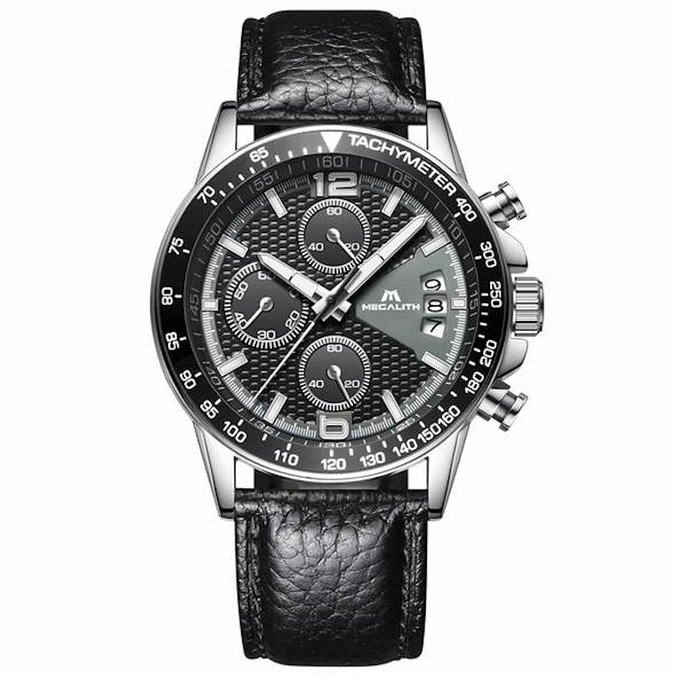Reloj Hombre Acero Inoxidable  Lujo MEGALITH 089 Cronografo 2