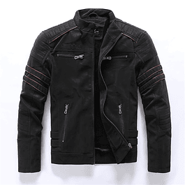 Chaqueta Ecocuero Hombre Invierno Casual Motocicleta 589