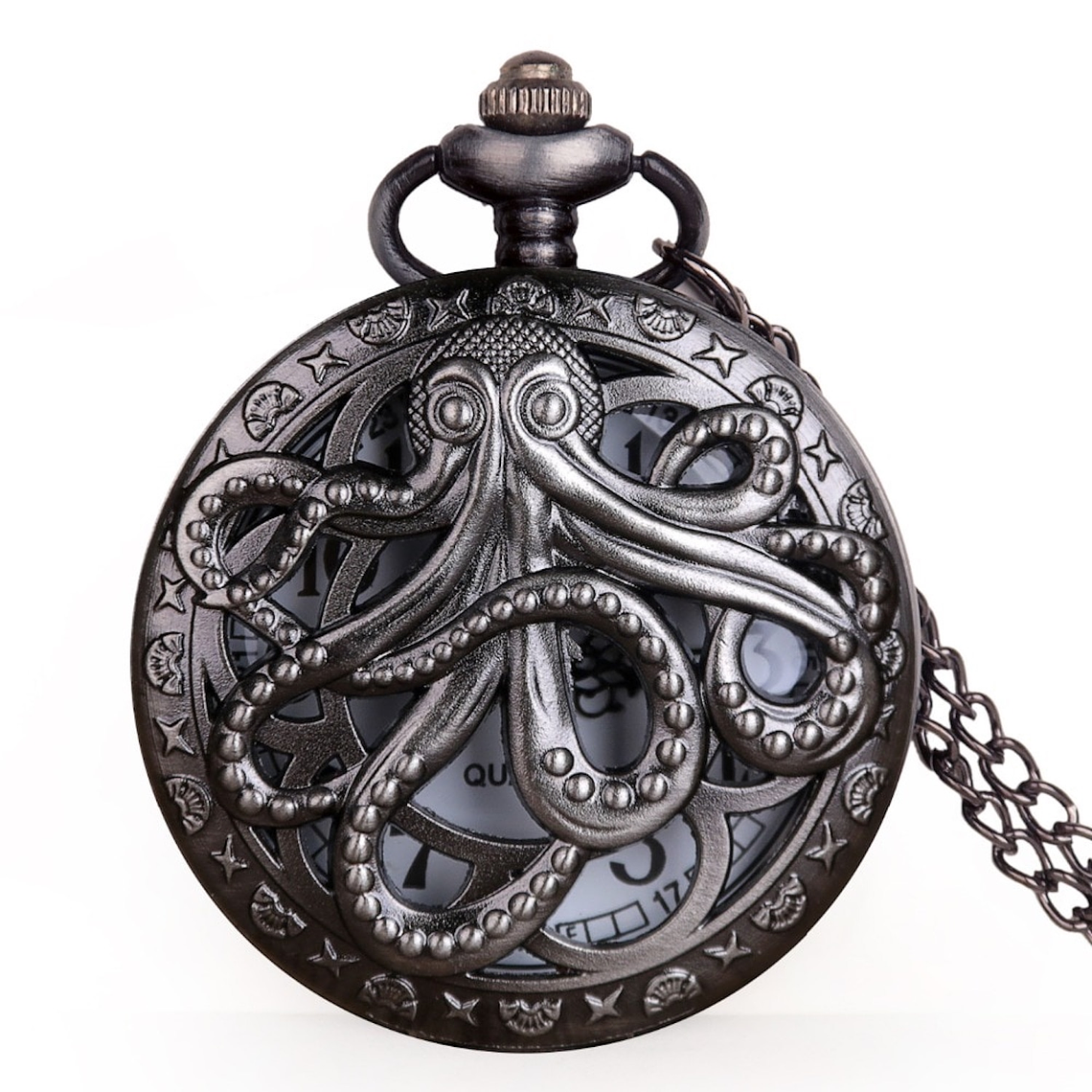 Reloj Bolsillo Octopus Cuarzo Analogo Steampunk Cadena 1173 1
