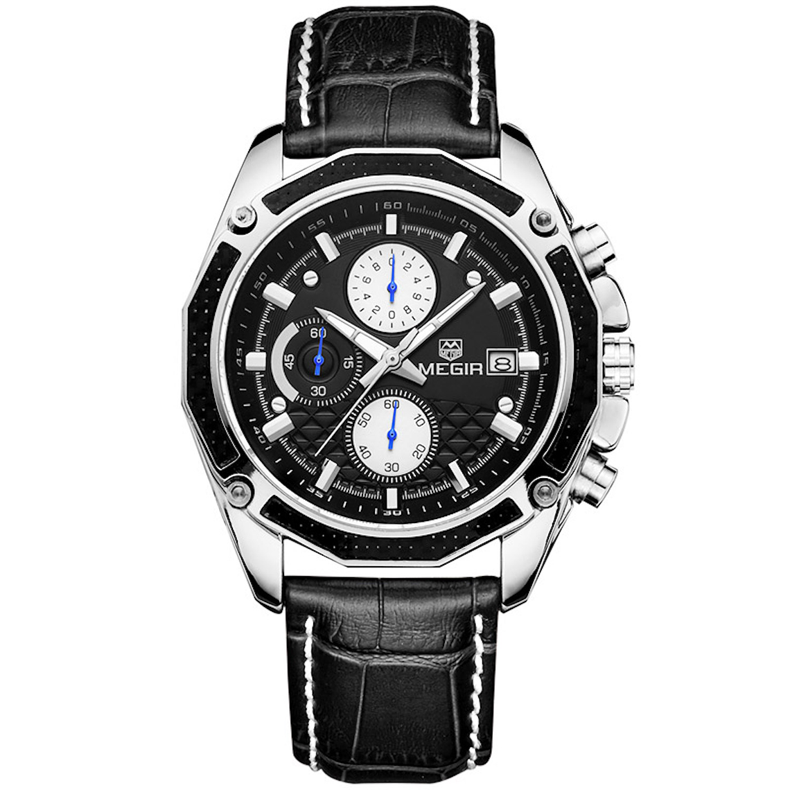 Reloj Hombre Lujo MEGIR 2015 Cronografo Analogico 2