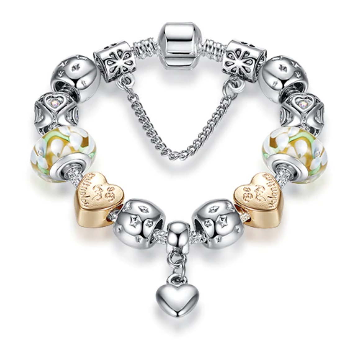 Pulsera Lujo Mujer Cuentas Cristal Murano Plateada 3741 1