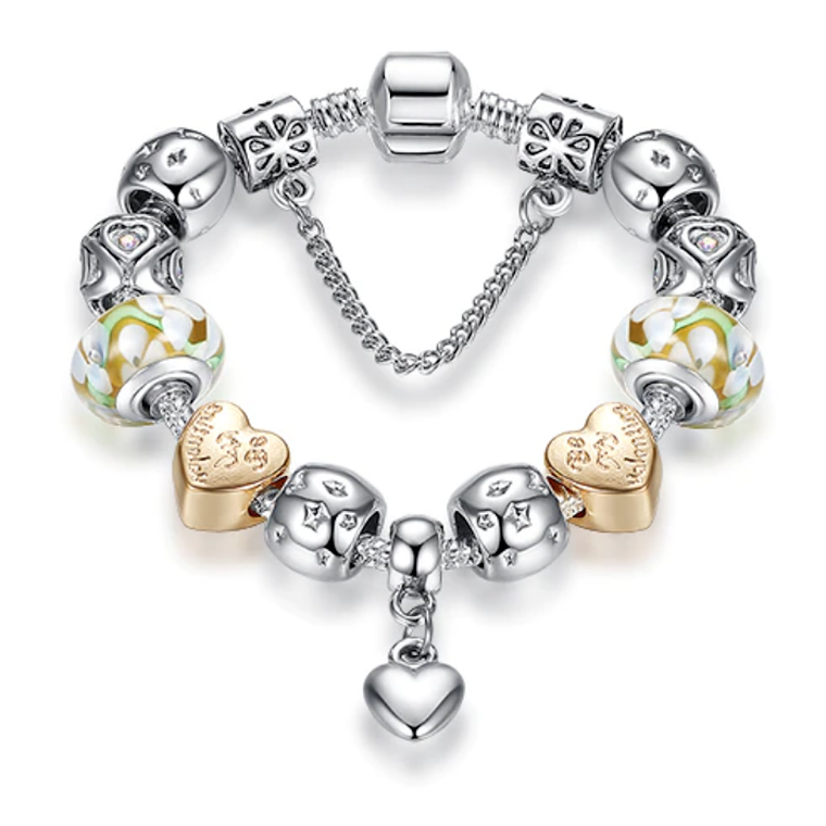 Pulsera Lujo Mujer Cuentas Cristal Murano Plateada 3741 1