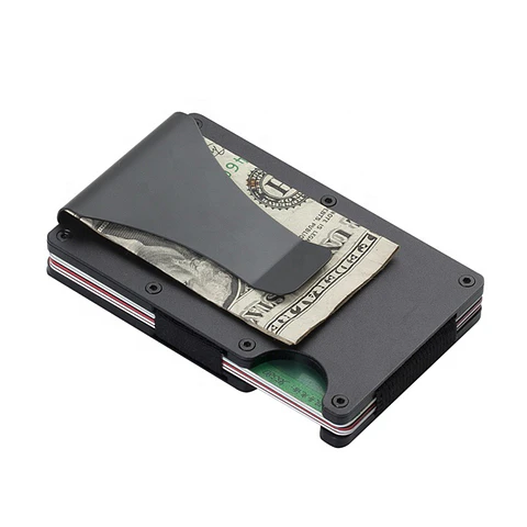 Billetera Tarjetero Hombre Aluminio Bloqueo RFID 0221 Negro