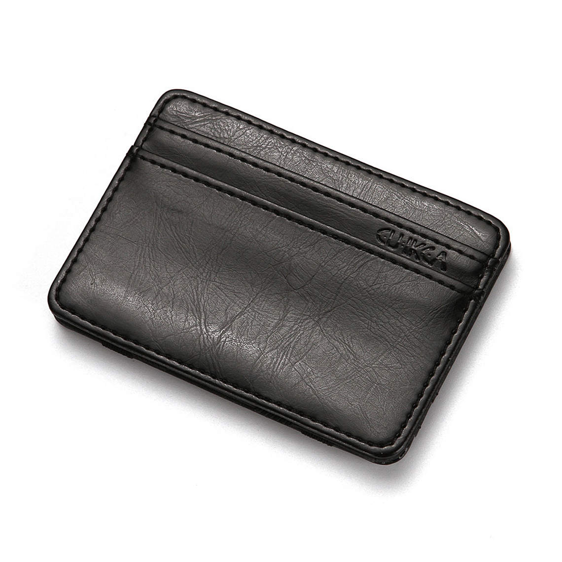 Billetera Tarjetero Delgado Ecocuero Hombres Clip 102 Negro 1