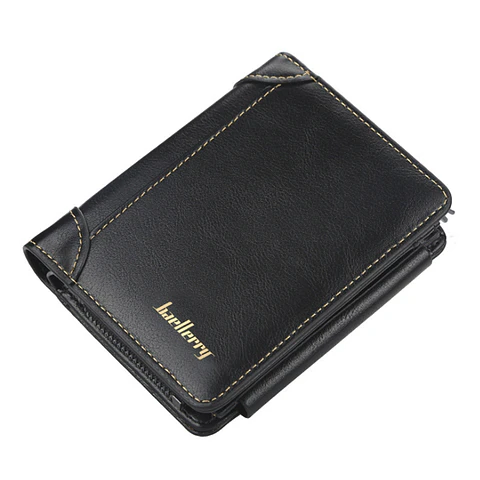 Billetera Tres Cuerpos Ecocuero Hombre Cremallera 9159 Negro