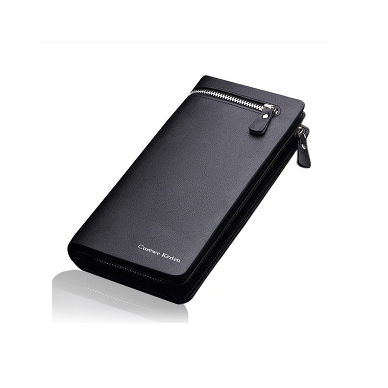 Billetera Hombre Plegable Larga Cuero PU Con Cierre 13036 1