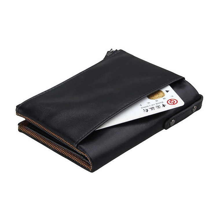 Billetera Hombres Cuero Doble Cremallera CNC-D001 2