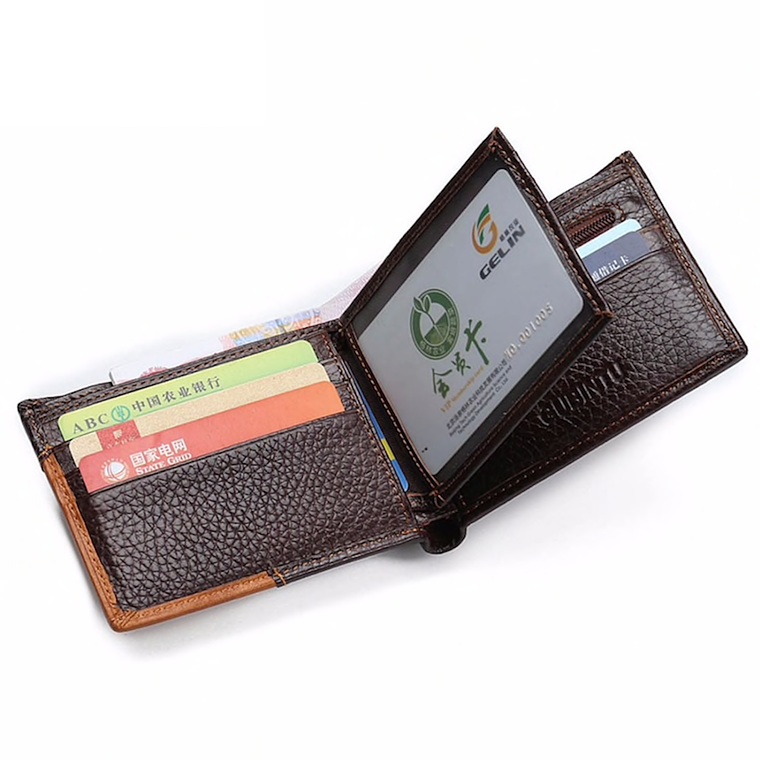 Billetera Hombre Cuero Cremallera Tipo 1B G8042 2