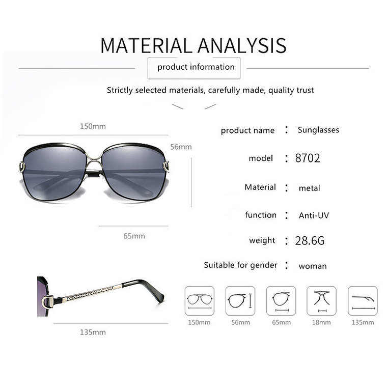 Gafas Lentes Sol Mujer Ovaladas UV400 8702 3