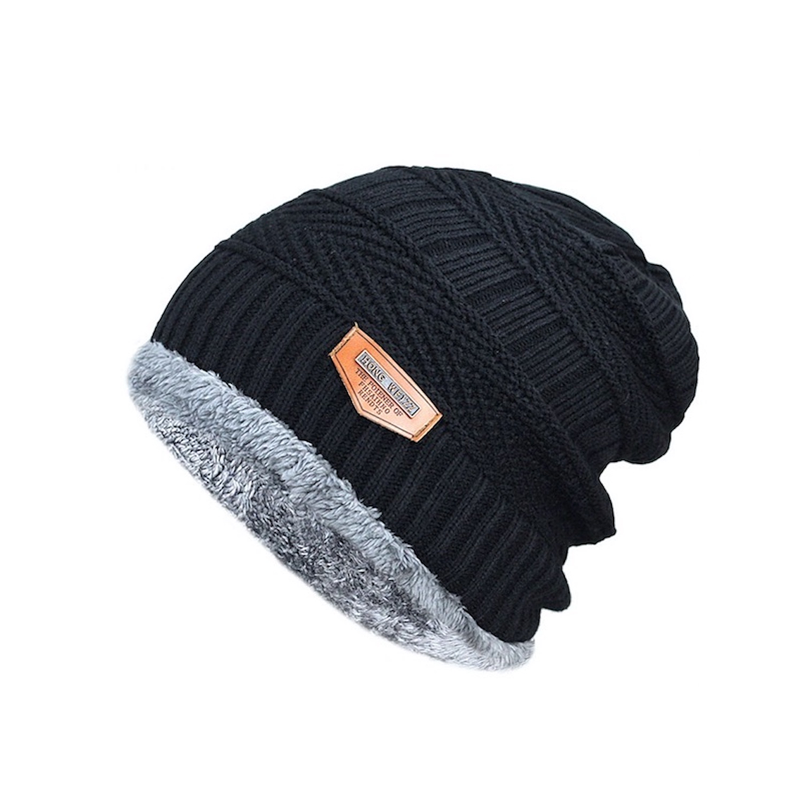 Gorro Invierno Hombre Tejido Grueso Punto Algodon HW Negro 1