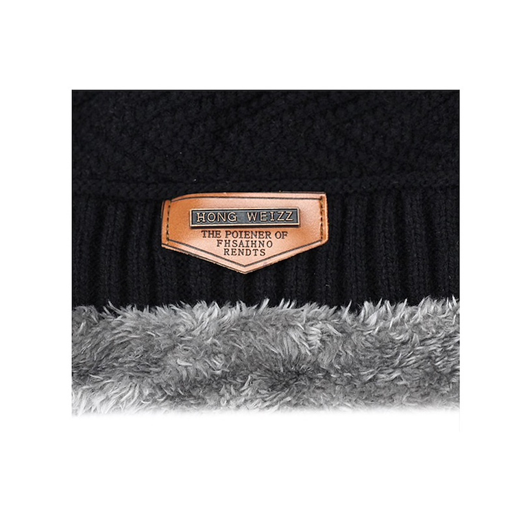 Gorro Invierno Hombre Tejido Grueso Punto Algodon HW Negro 2