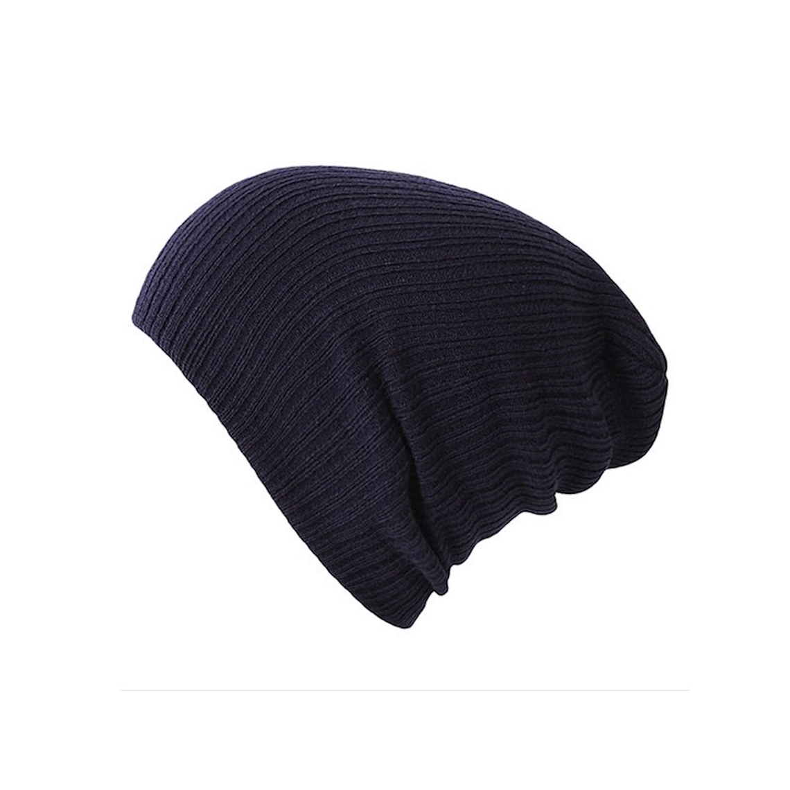 Gorro Unisex Punto Suave Algodon Invierno Liso 028 Azul 1