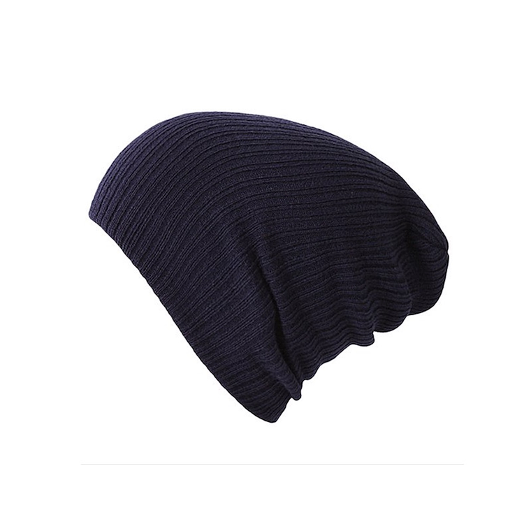 Gorro Unisex Punto Suave Algodon Invierno Liso 028 Azul 1