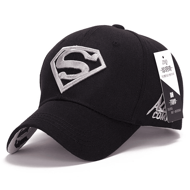 Gorra Beisbol Superman Poliester Negro Blanco