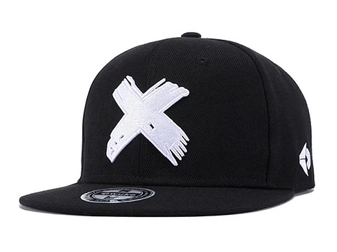Gorra Plana Beisbol Hip Hop Unisex Algodon Bordado 3D Negro Blanco