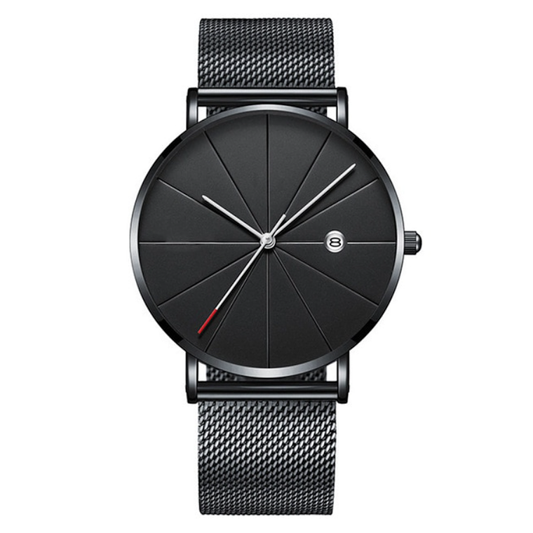 Reloj Hombre Cuarzo Delgado Pulso Malla Fecha 1296 1