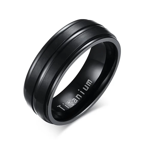 Anillo Carburo Titanio 3 Lineas Hombre 8mm
