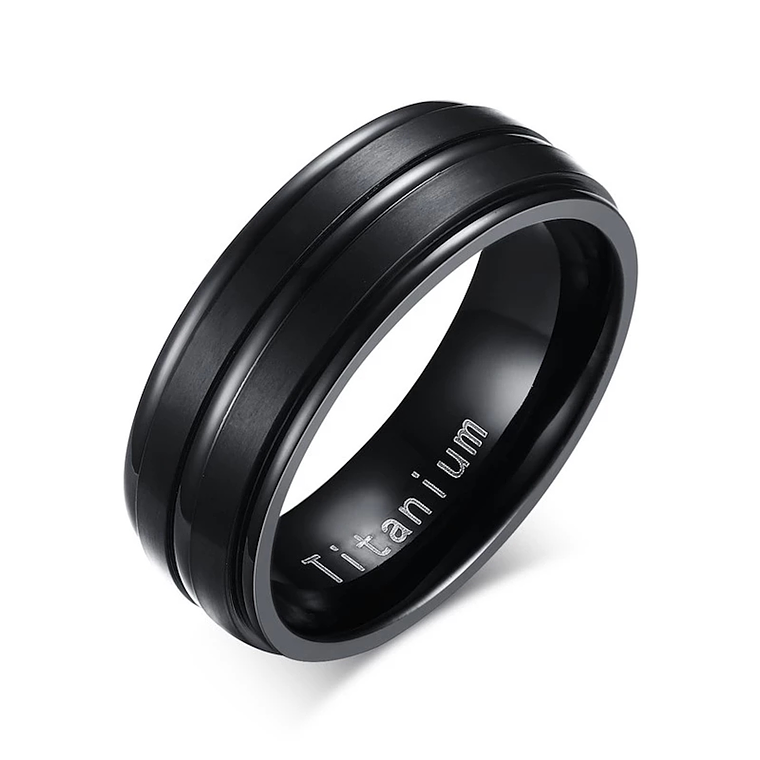 Anillo Carburo Titanio 3 Lineas Hombre 8mm 1