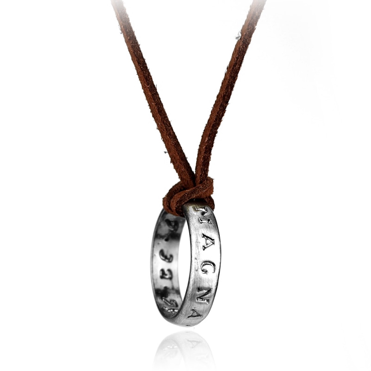 Dije Collar Anillo Uncharted Cadena Cuero 1