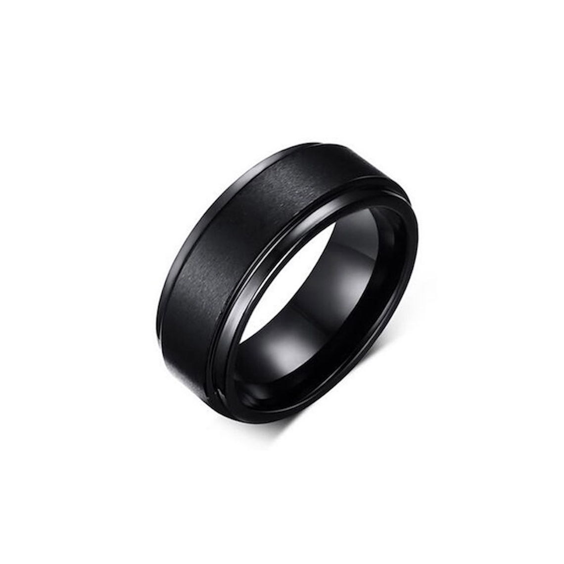 Anillo Carburo Tungsteno 8mm Hombres Negro Mate 1
