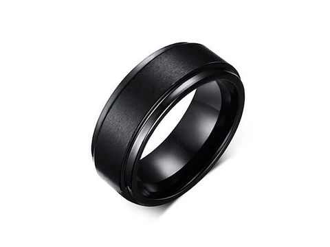 Anillo Carburo Tungsteno 8mm Hombres Negro Mate