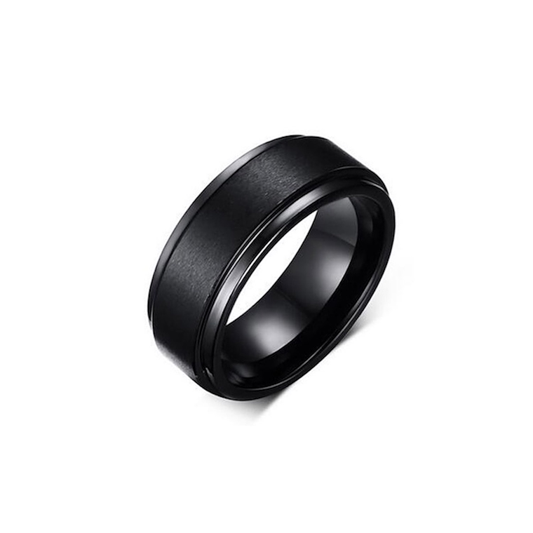 Anillo Carburo Tungsteno 8mm Hombres Negro Mate 1