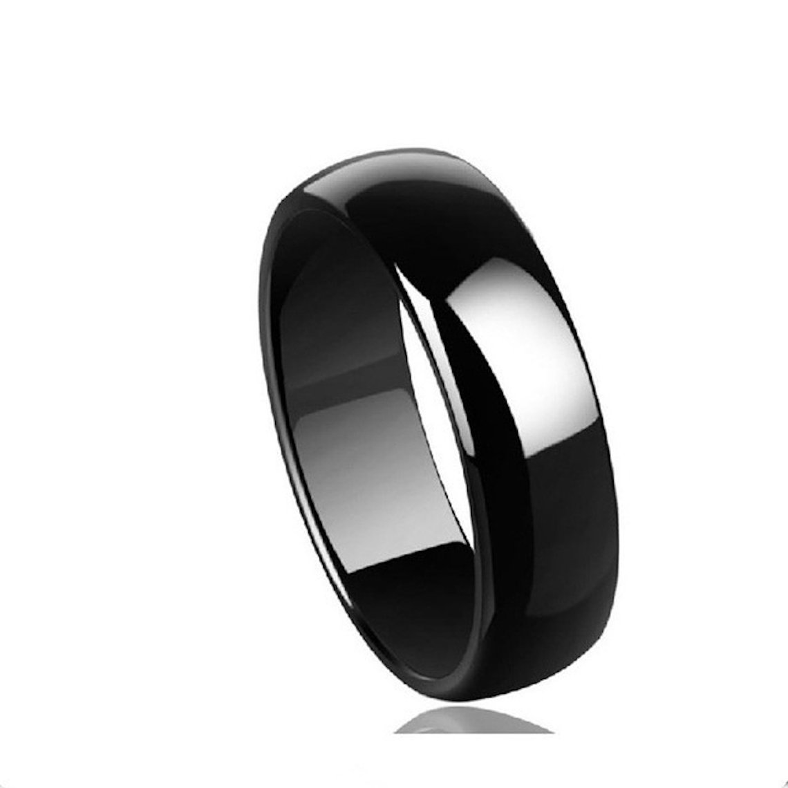 Anillo Ceramica Unisex Negro 6MM 1