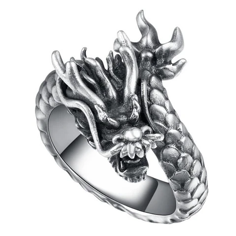 Anillo Punk Retro Gotico Hombre Ajustable FF046 Dragon