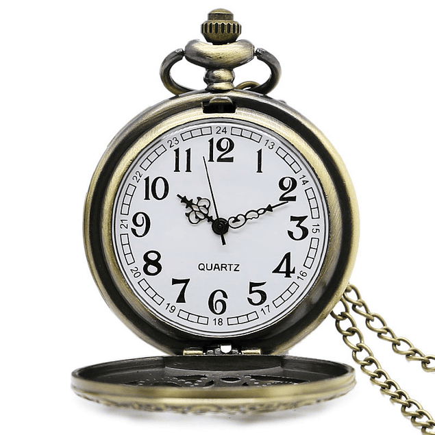Reloj Bolsillo Bronce Antiguo Engrane Cadena Analogico P382