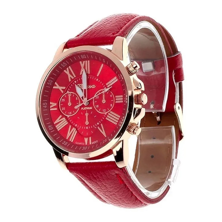 Reloj Mujer Analogo Numeros Romanos Rojo 2