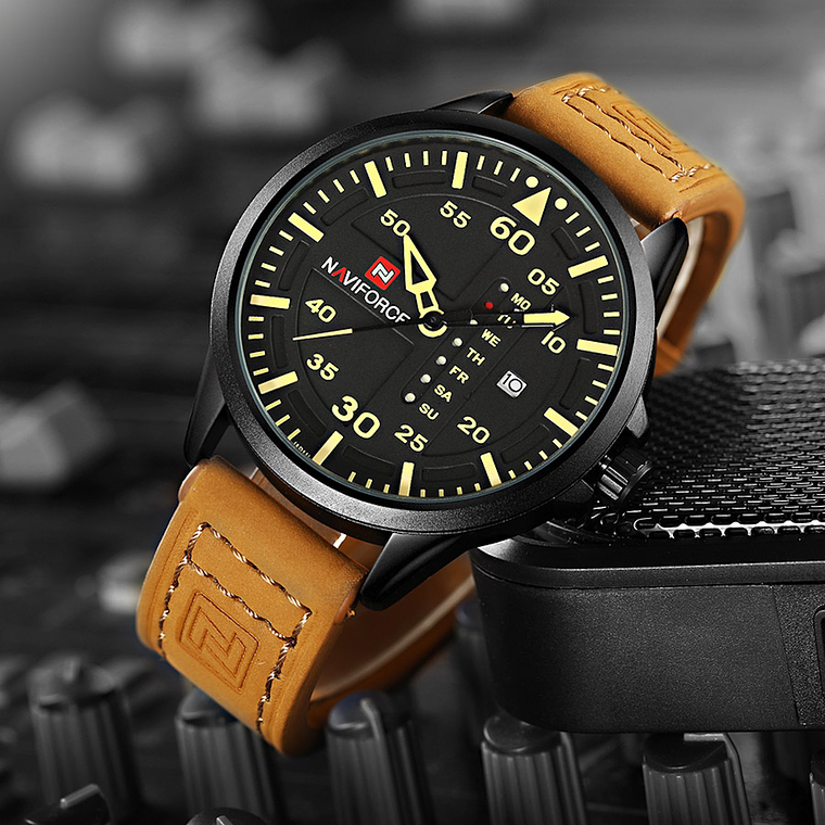 Reloj Deportivo Cuero Militar Naviforce 9074 3