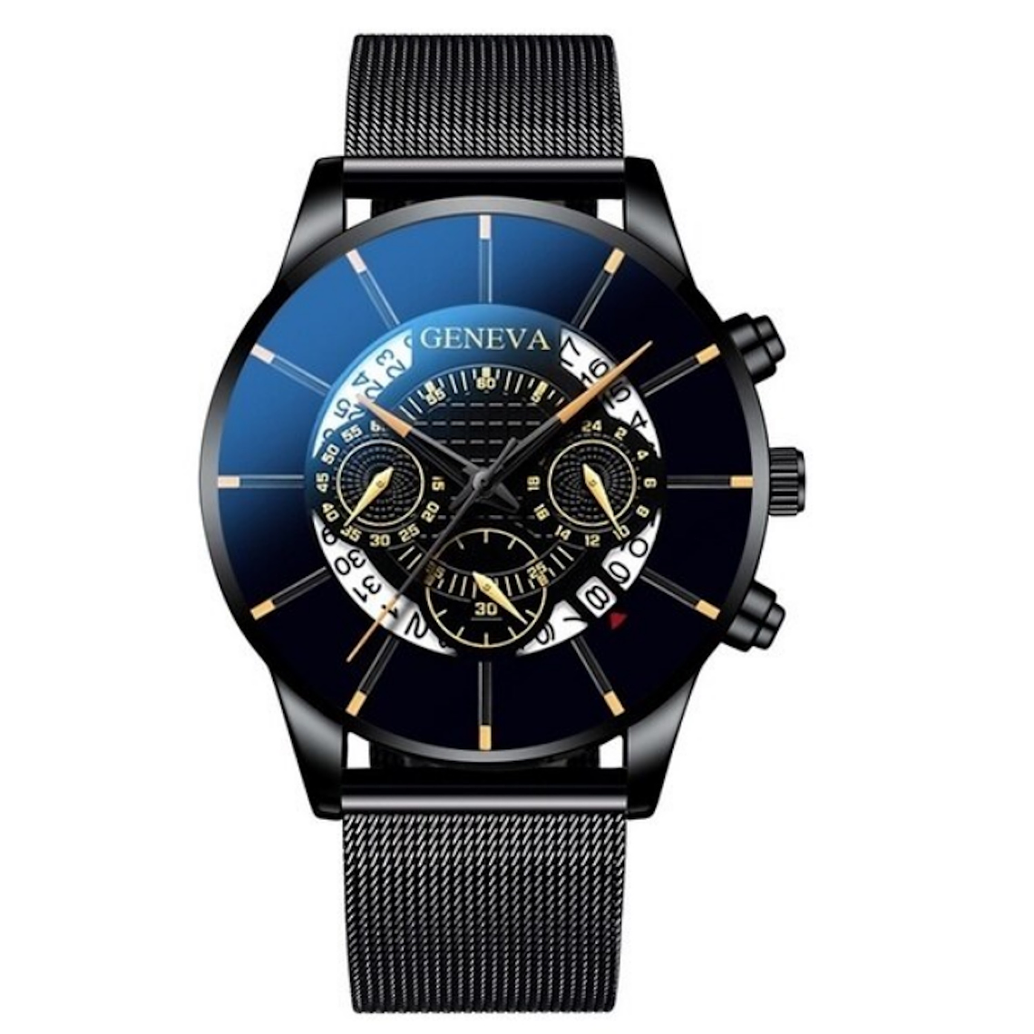 Reloj Pulso Acero Hombre Cuarzo Calendario 1753 Negro Naranja 1