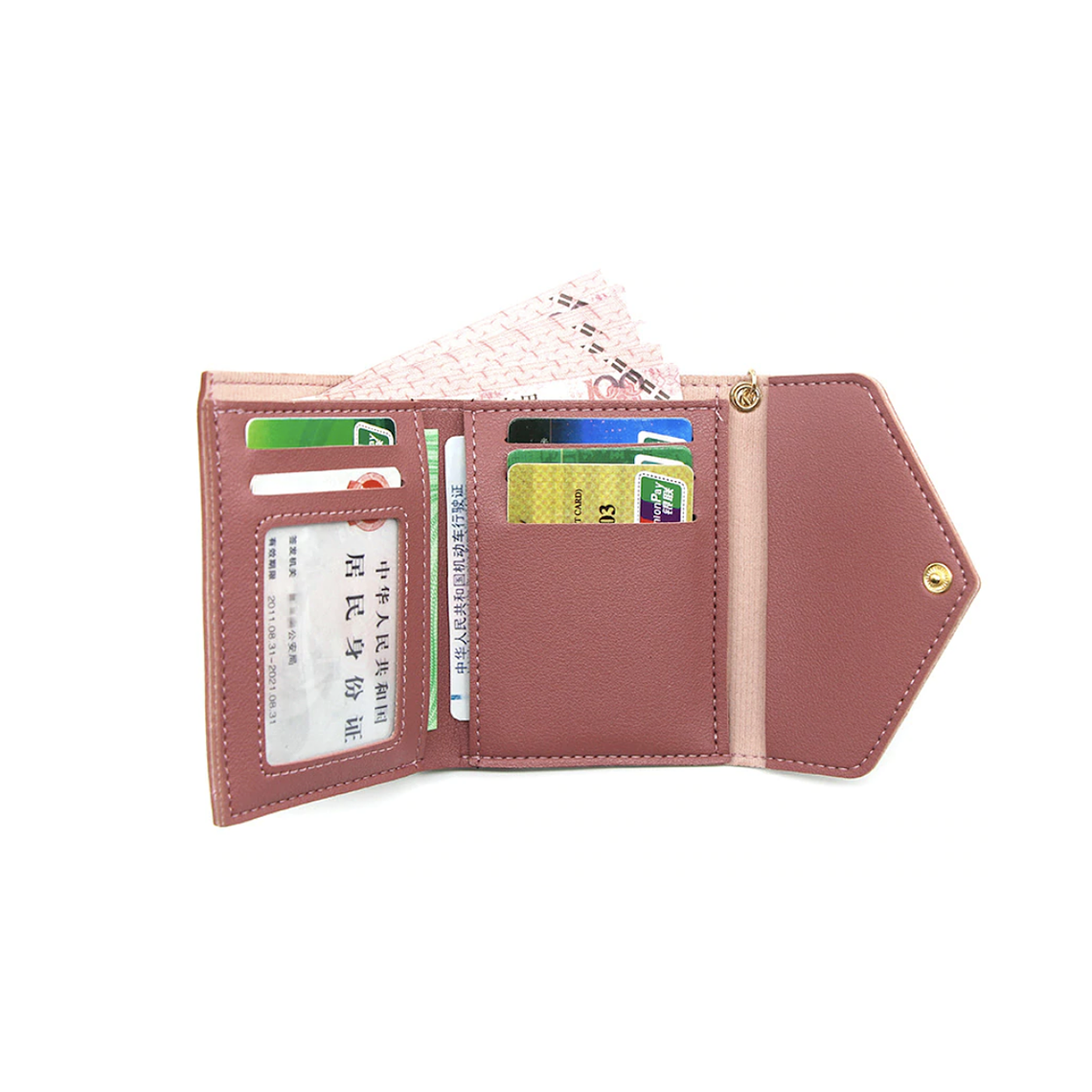 Billetera Mujer Corta Cuero Cuero PU Borla 0528 Negro 2