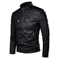 Chaqueta Hombre Cuero PU Cremallera Tipo Motociclista 903 - Miniatura 1