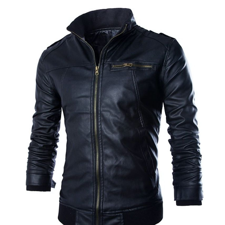 Chaqueta Larga Hombre Cuero Sintetico Casual 42264 Negro 1