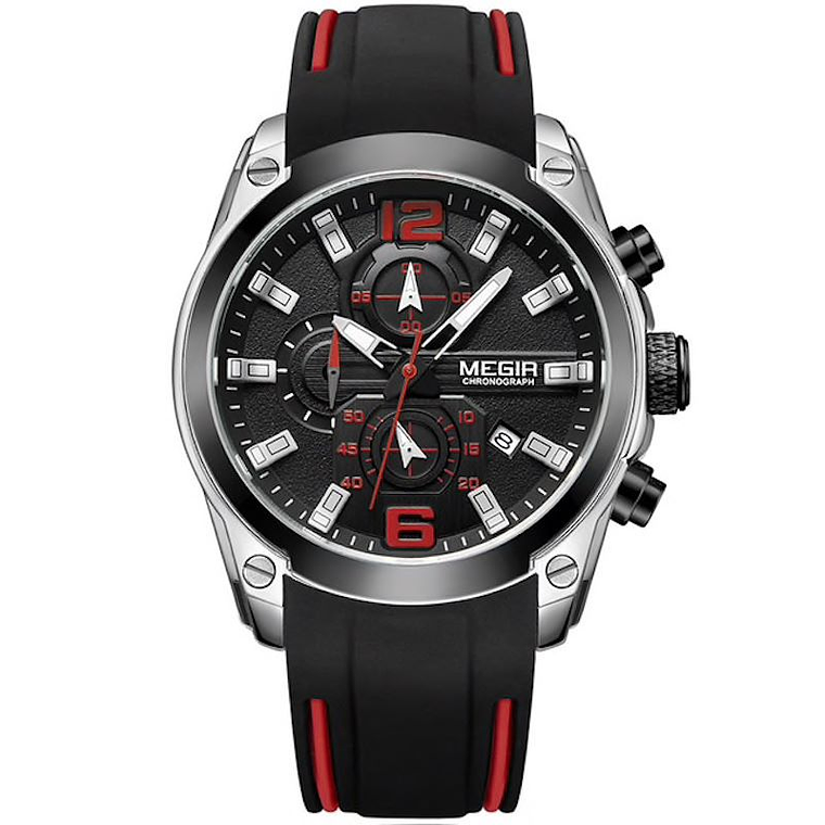 Reloj Hombres MEGIR 2063 Cronografo Luminoso Negro 1